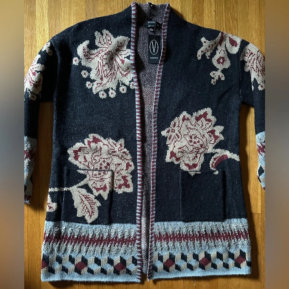 Vertigo Paris Floral and Geometric Duster, Size XL, NWT